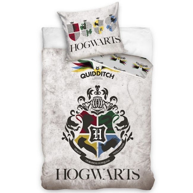 Pościel z kolorowym herbem Hogwartu 140x200